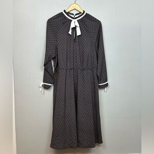 Unique Vintage Black and White Midi Dress